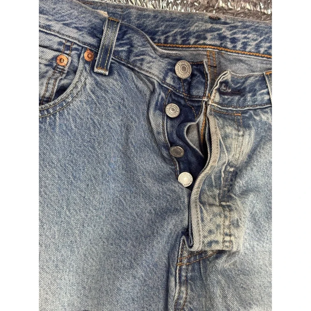 Levis 501 93 Straight Leg Jeans Light Wash Custom Doodle Graphics Mens 32x32